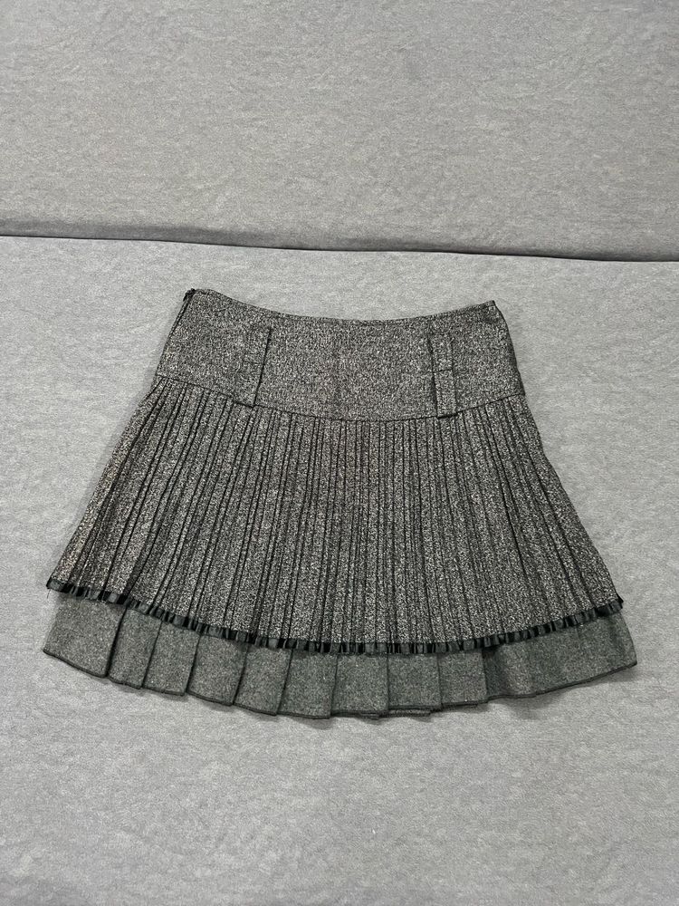 Grey Pleated Mini Skirt