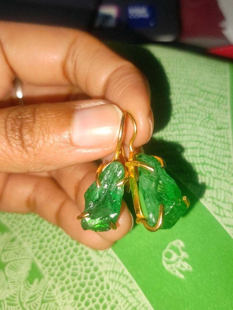 Raw Emerald Drop Earrings