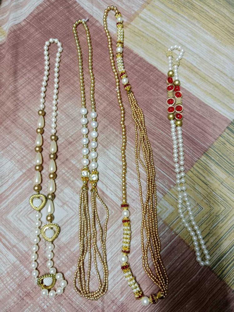 Pearl &amp; Gold Tone Necklace Set