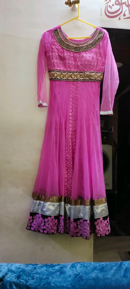 beautiful net embroidered anarkali
