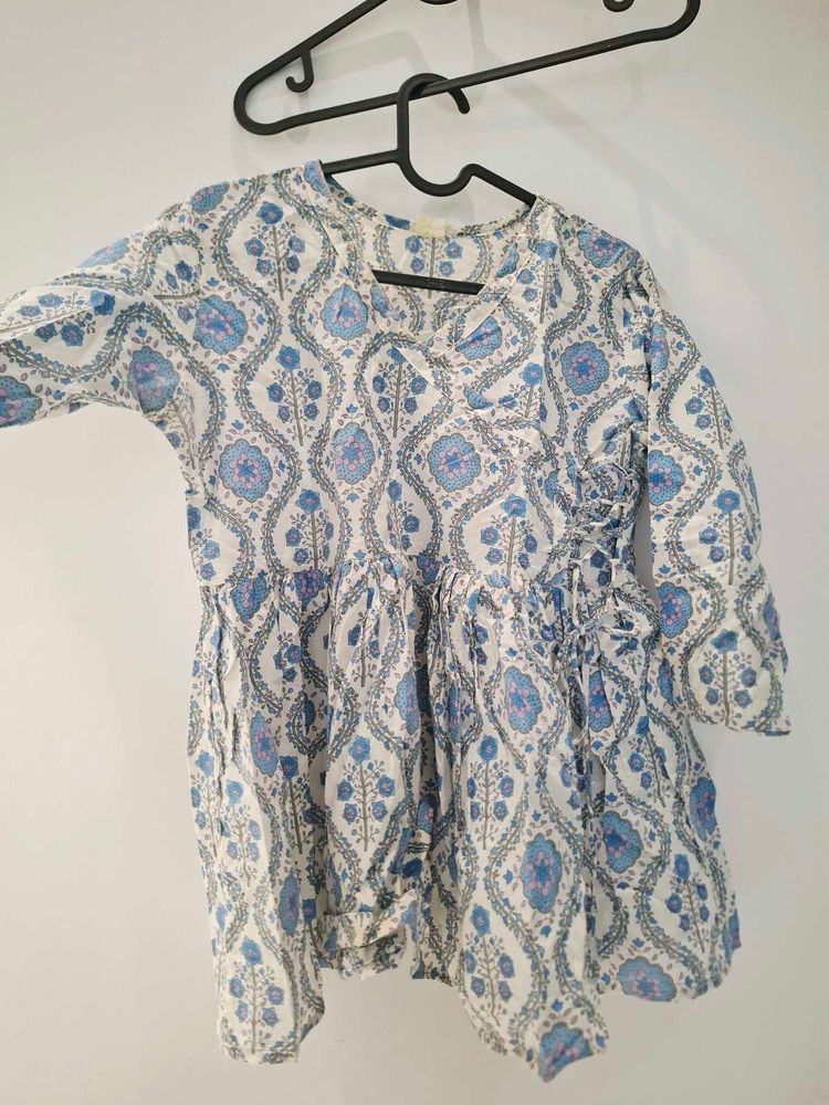 Blue Floral Printed Kurta