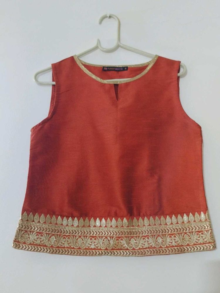 Rust Orange Ethnic Top