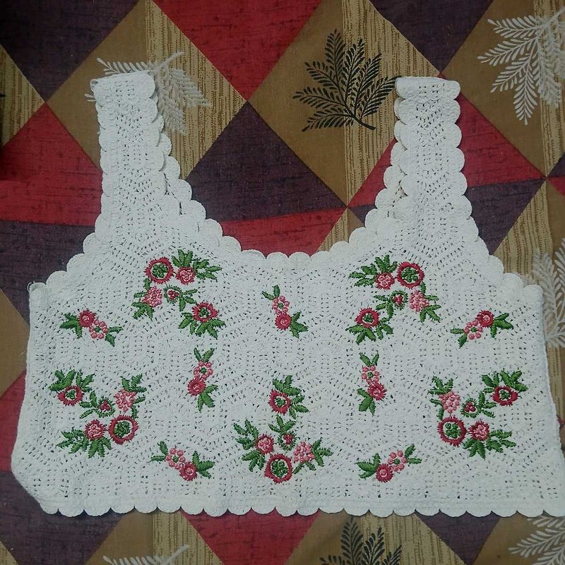 Handmade Crocheted Floral Blouse