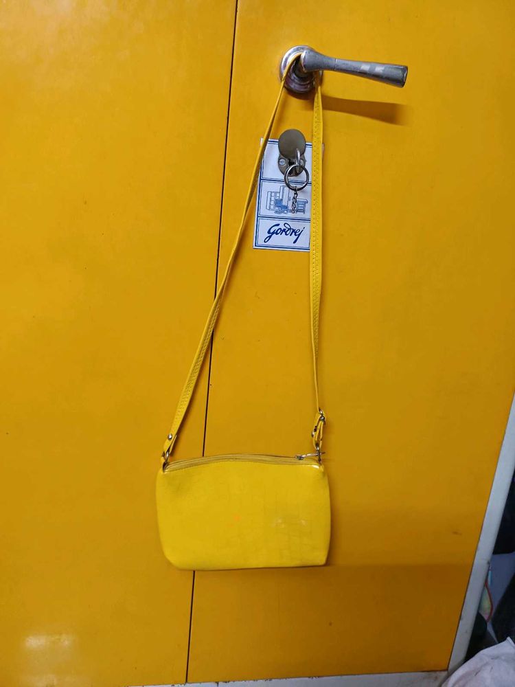 Bright Yellow Croc-Embossed Shoulder Bag