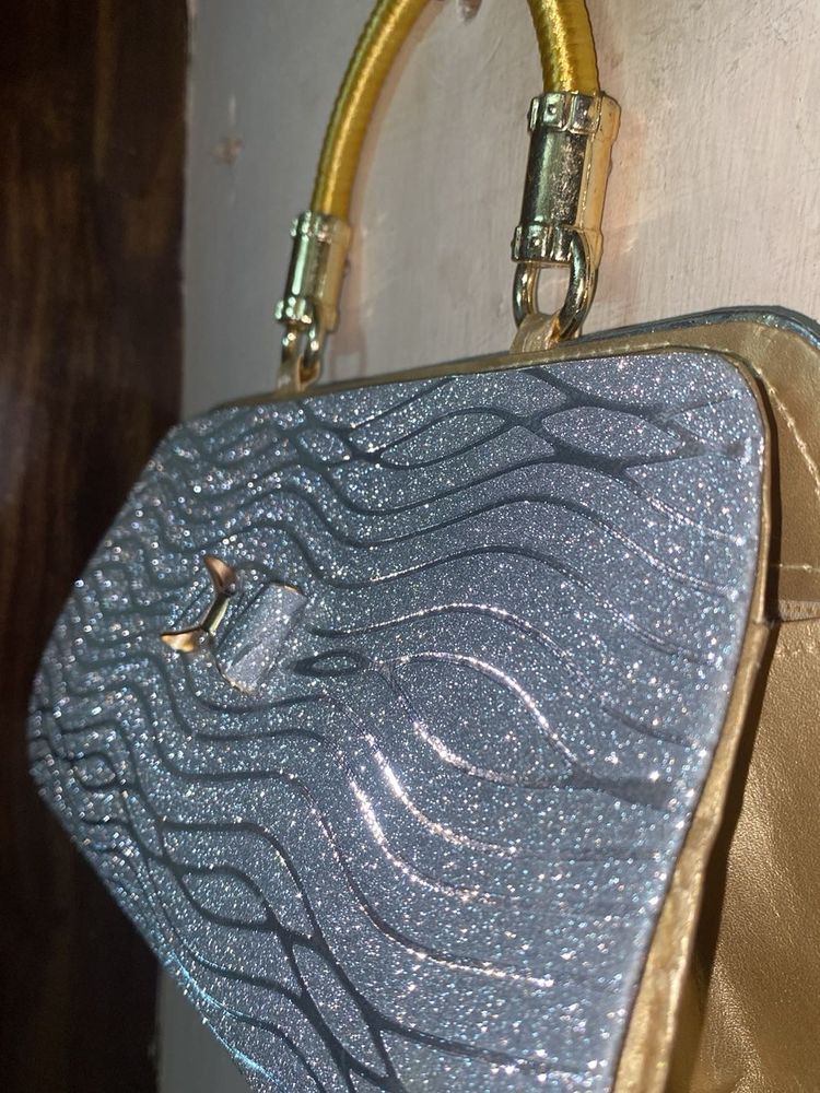 Sparkly Grey Bow bag