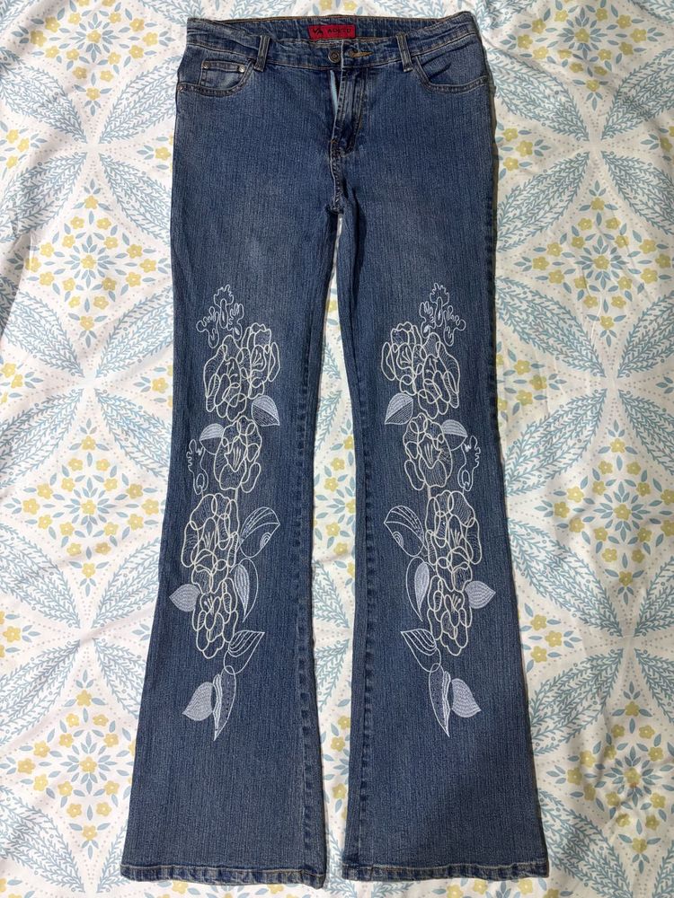 Embroidered Flare Jeans