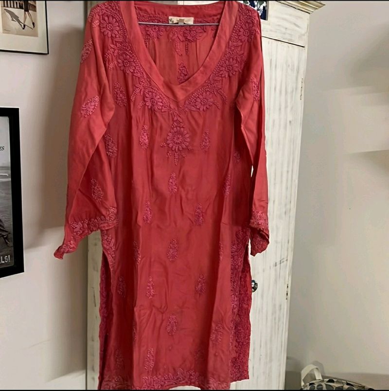 Neemrana Cotton silk Lucknow Chikenkari kurti