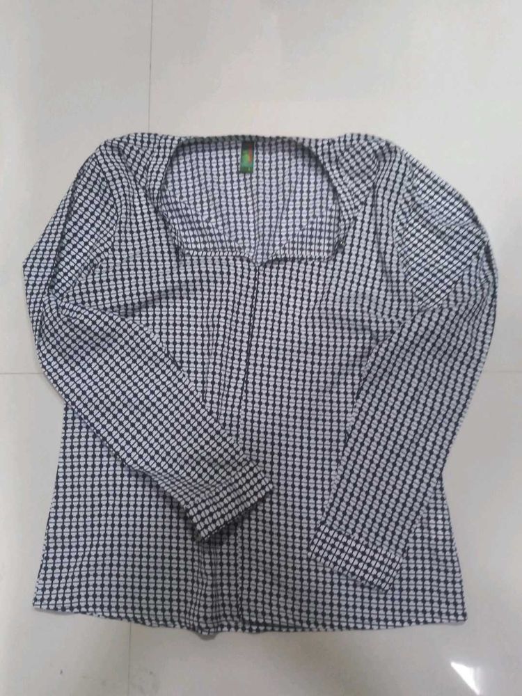 Checked Long Sleeve Top