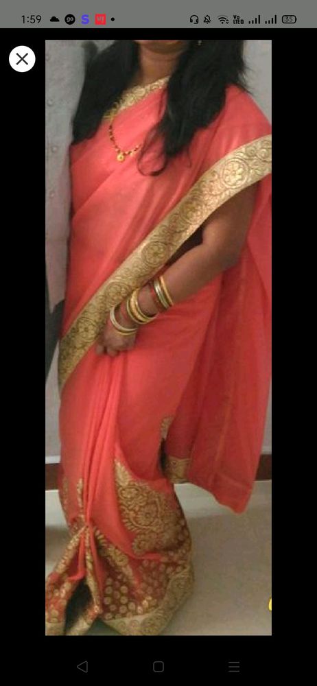 shimmer saree, light Orange