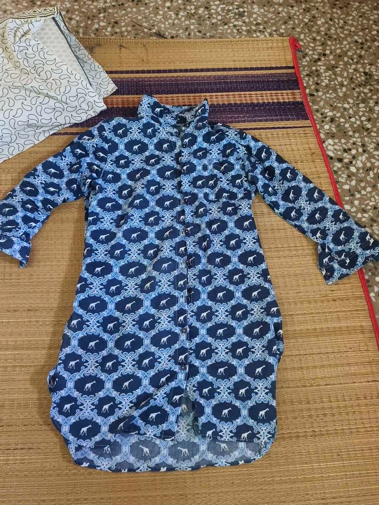 Stylish Blue Front open kurta or top
