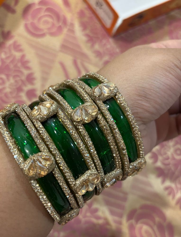 Elegant Green Stone Bangles