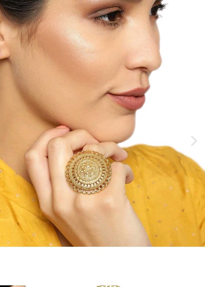 zaveri pearls Gold finish cocktail ring