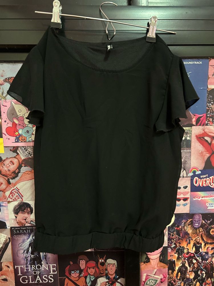 Chic Black Formal Top/Blouse