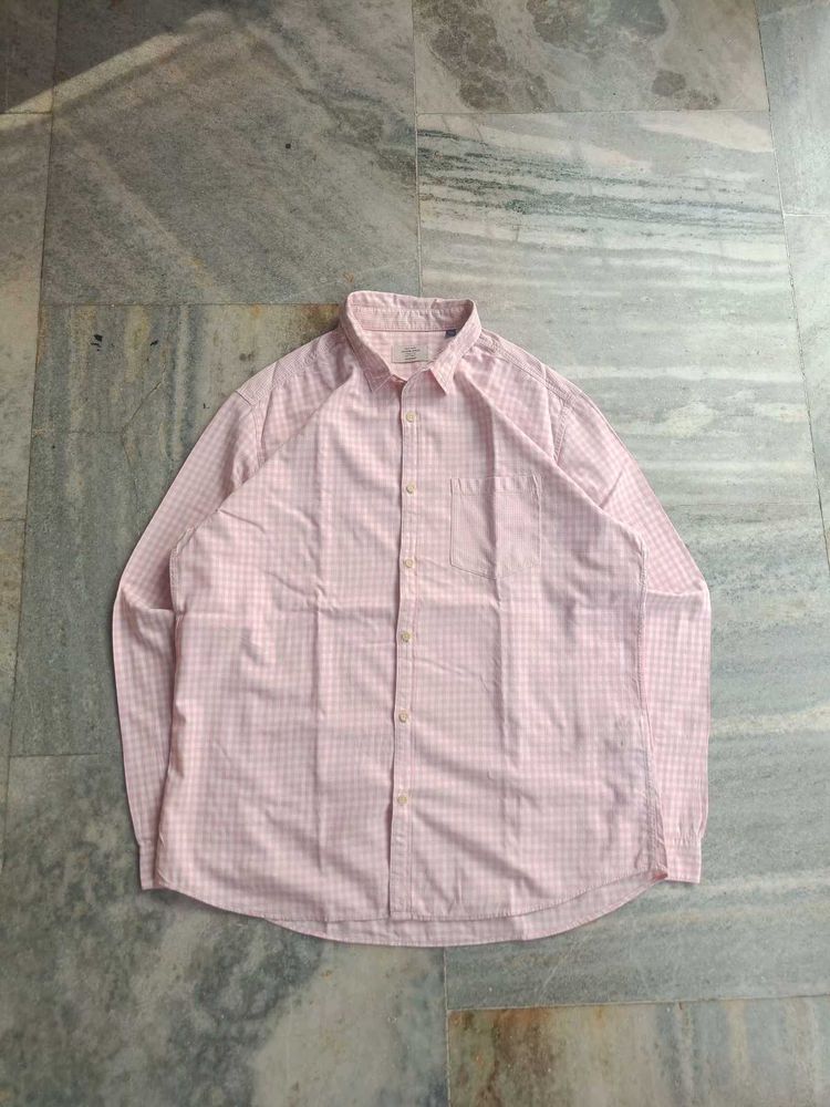 Men's Pink Checkered Casual Shirt