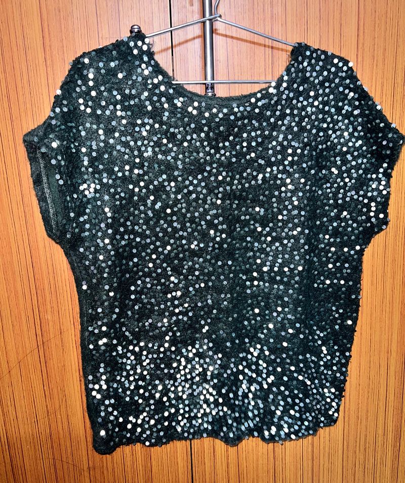 Sequin Dark Green Party Wear Top