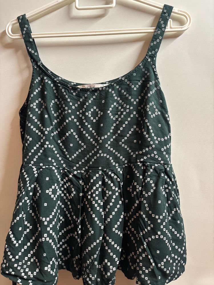Green Printed Spaghetti ethnic Kurti