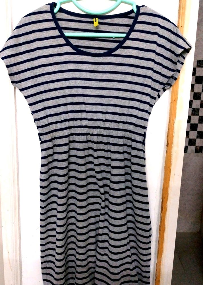 Grey Blue Striped Dress By Brink. A Su