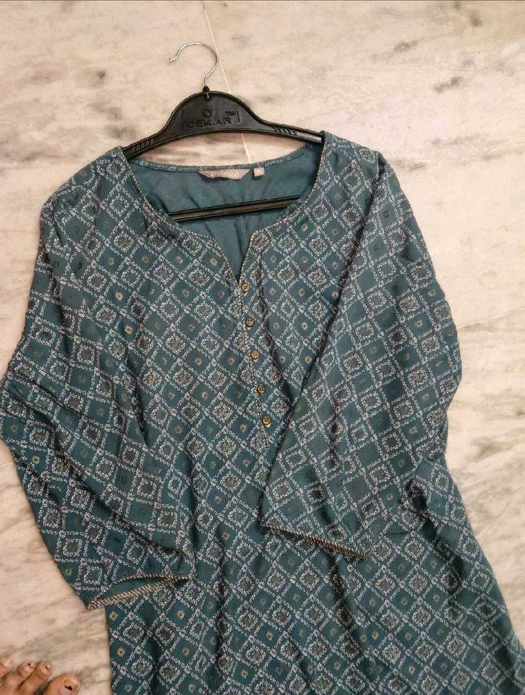 Teal Geometric Print Kurta