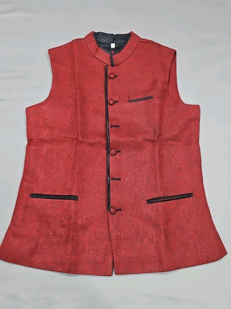 Men's Red Nehru Jacket