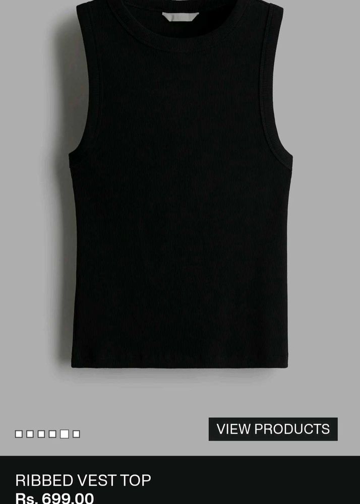 H&amp;M Black Ribbed Vest Top