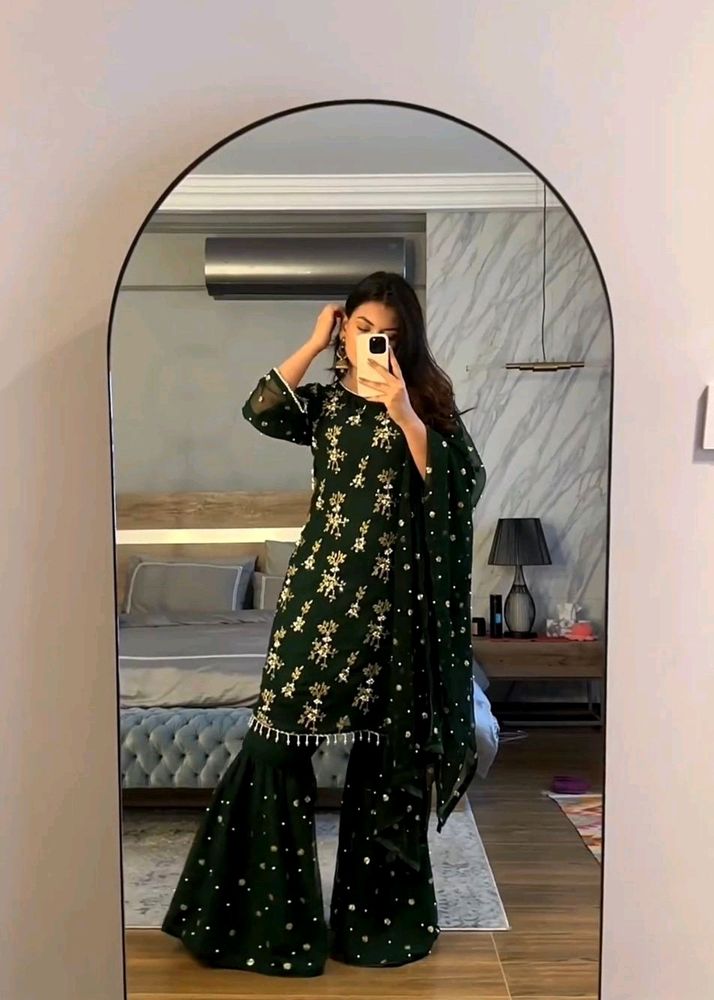 Top Plazzo and Dupatta with Heavy Embroidery Work