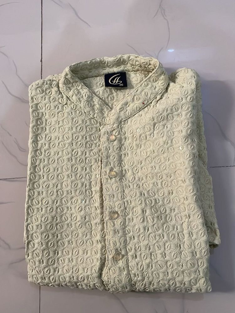 1 time used Men's Pale Yellow Kurta