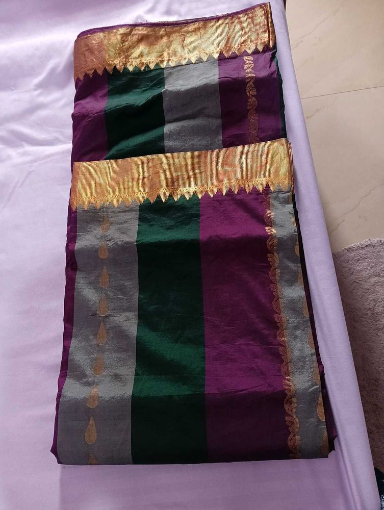 Elegant Striped Silk Saree