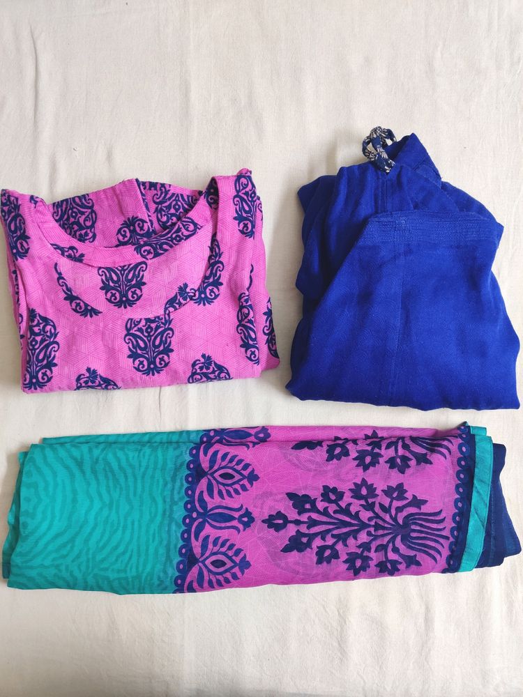 Pink N Dark Blue Wool Suit