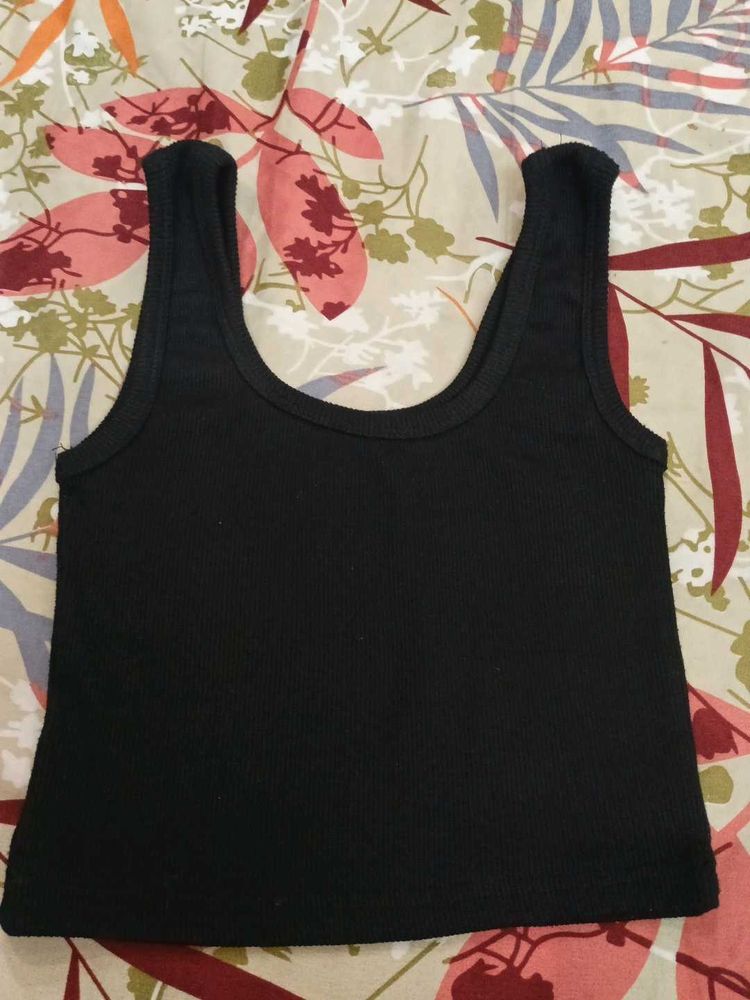 Black Ribbed Tank Top