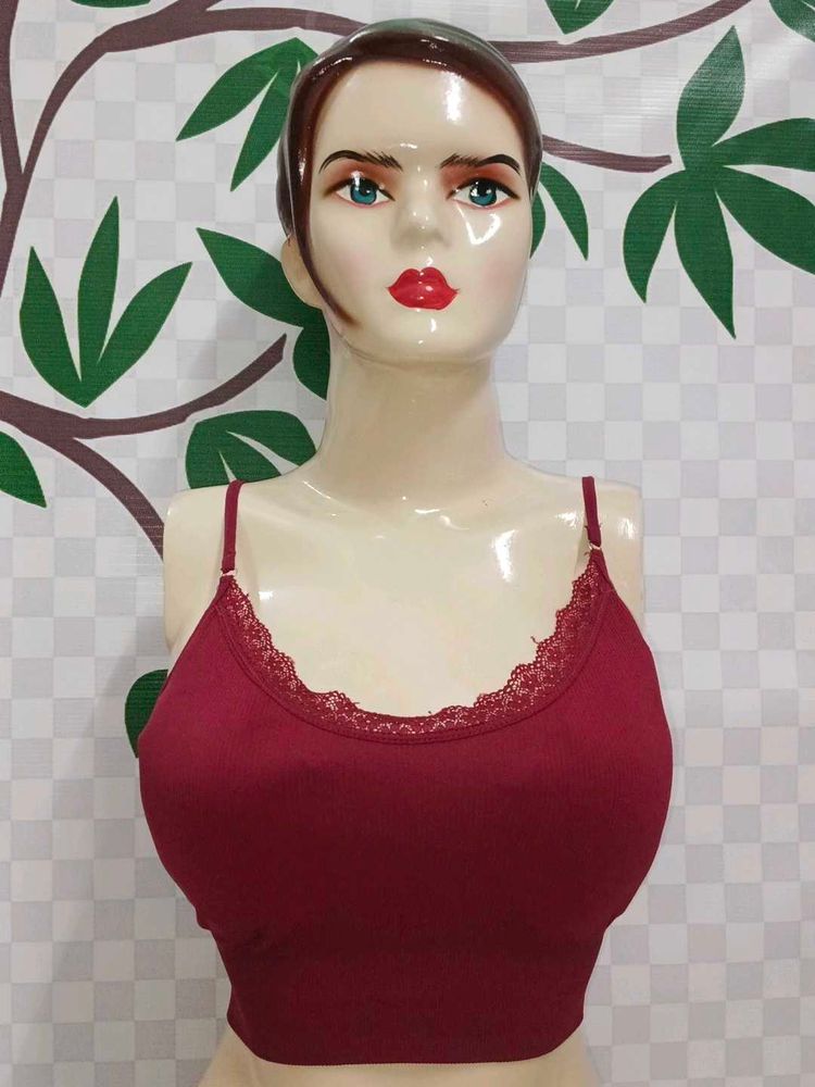 (1200)Burgundy Lace Trim Bralette