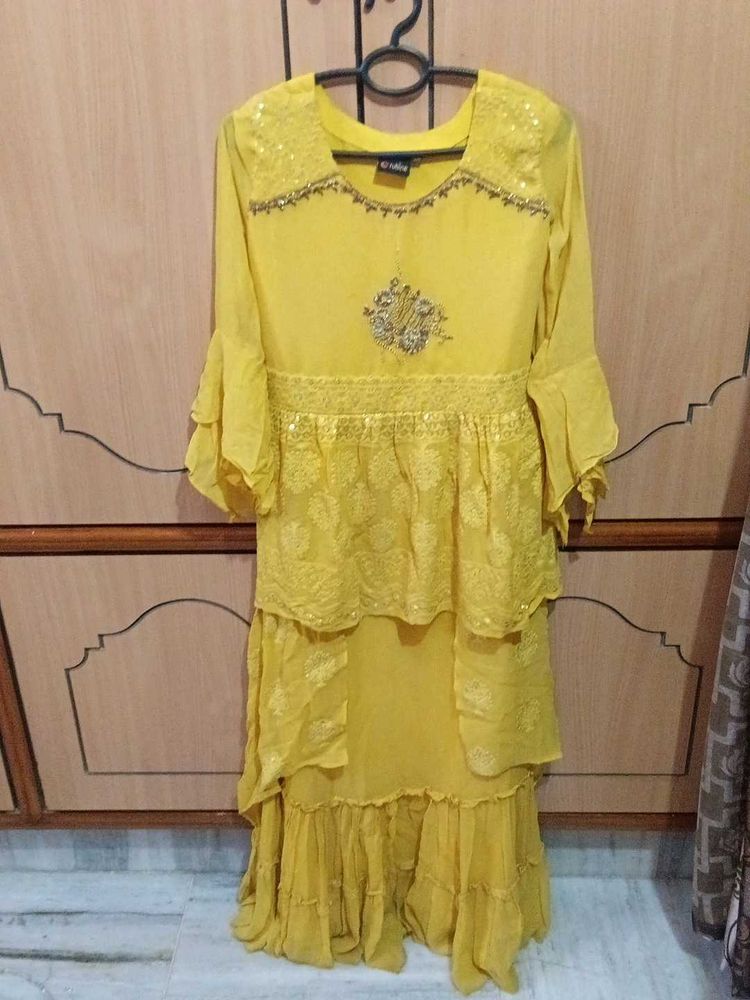 Yellow Tiered Ethnic Gown