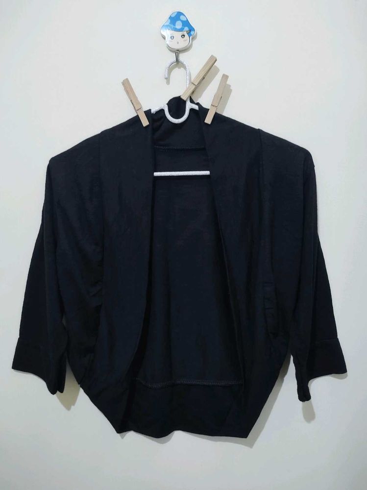 Black Open Front Cardigan Coverup Shrug
