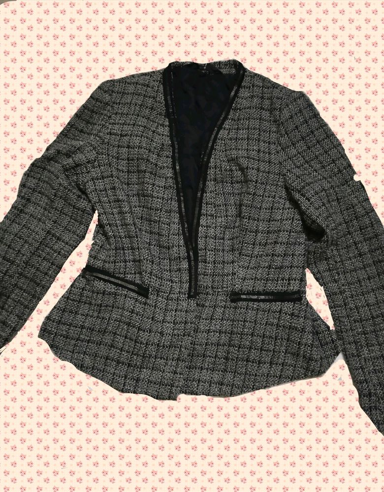 Tweed Collarless Blazer