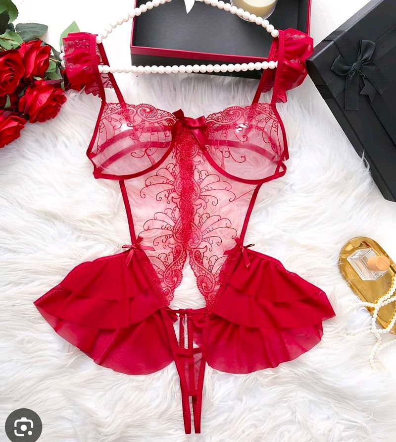 S size Red Lace Teddy Lingerie