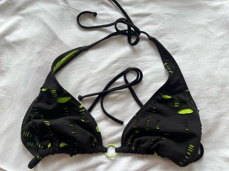 Black Ripped Bikini Top
