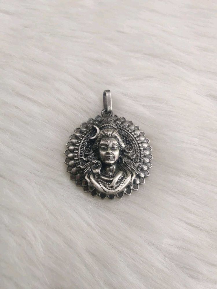 925 Black Oxidised Shiva Pendant Necklace With Hal