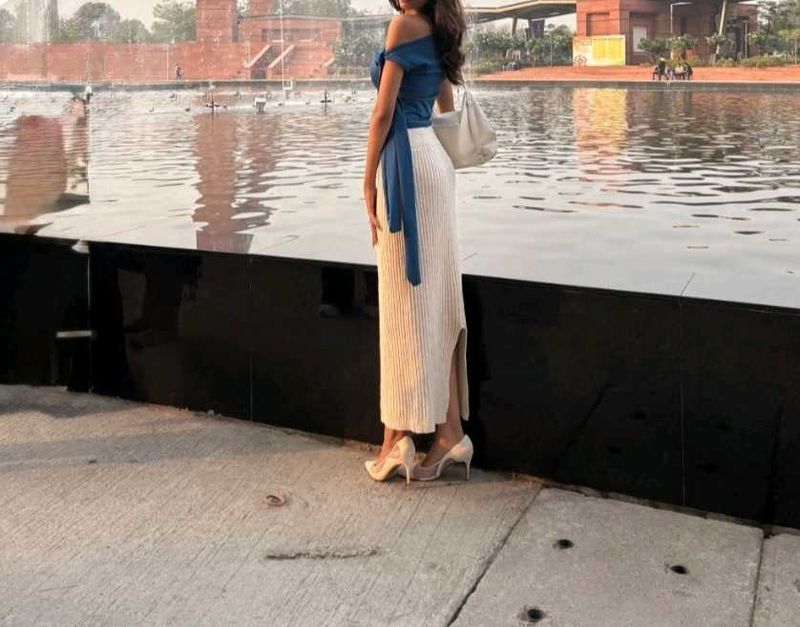 Stylish pinterest Blue &amp; Cream Dress