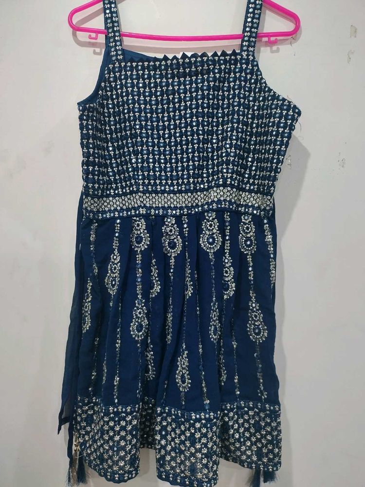Exquisite Embellished Blue shrara suit set