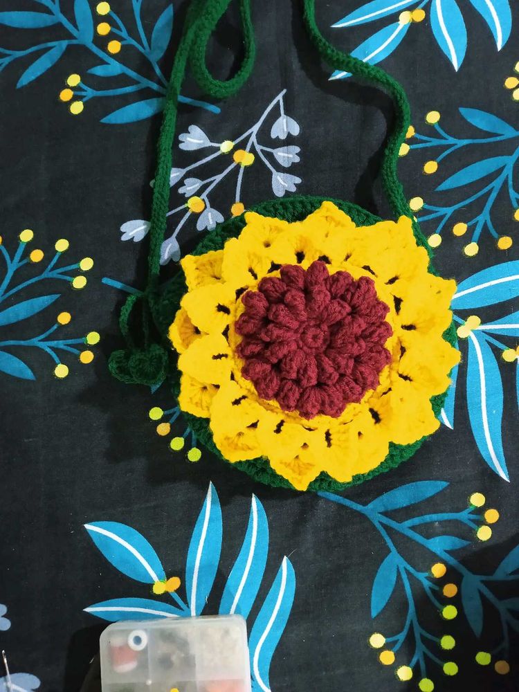 Handmade Crochet Sunflower Sling Bag
