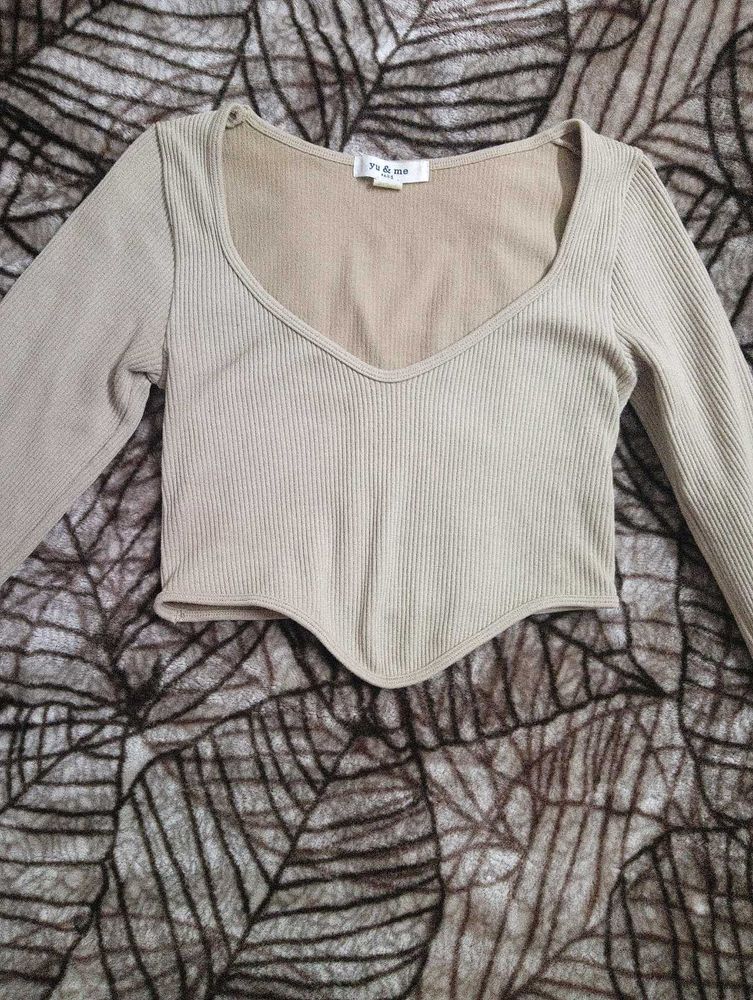 Trendy Ribbed Long Sleeve Top