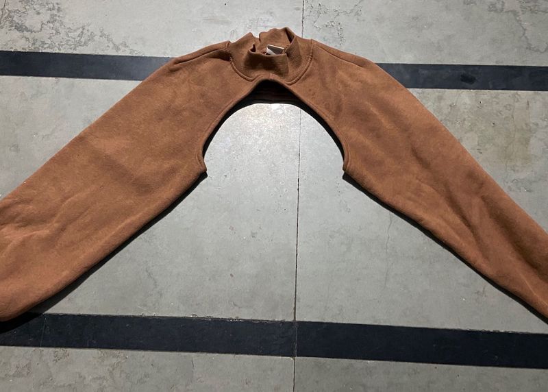 Brown Cutout Long Sleeve Bolero