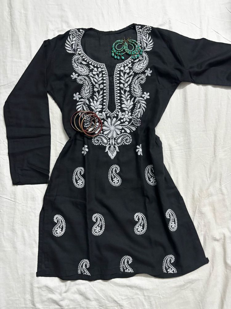Embroidered Black Kurta