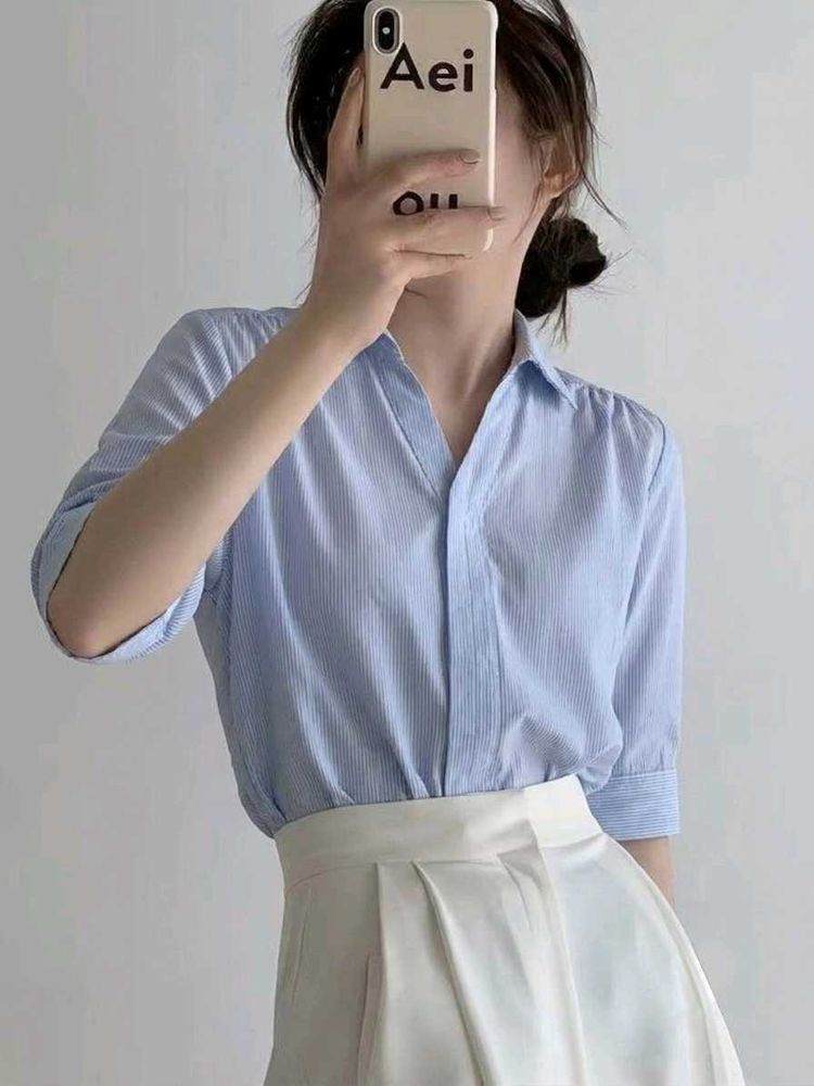 New with tag Light Blue Cute Casual Top Shirt