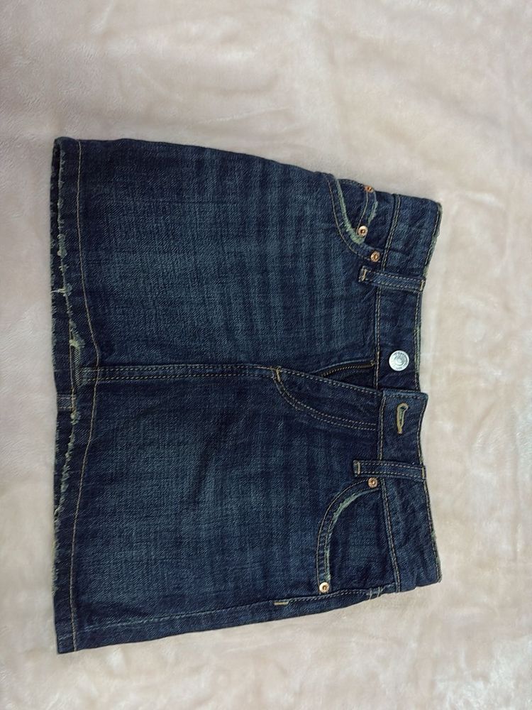 Classic Distressed Denim Mini Skirt