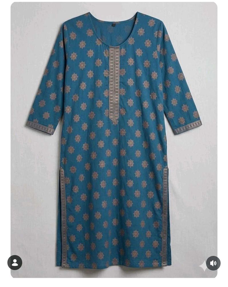 Beautiful Teal Dupatta with Golden Print