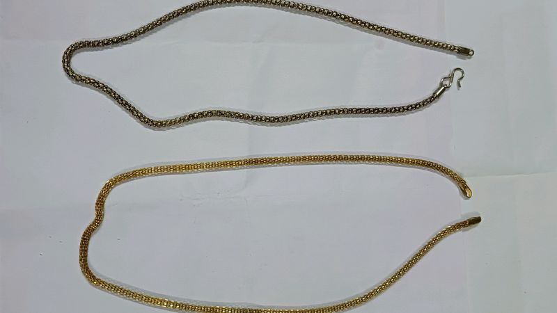 Set Of 2 Golden And Silver Chains