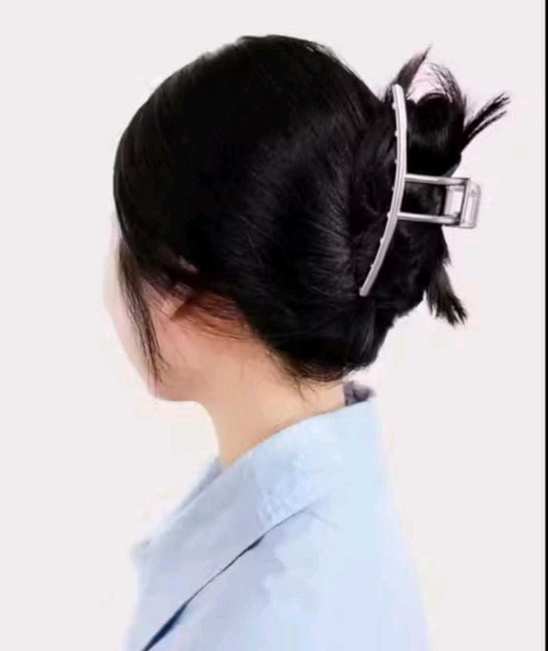 Sleek Silver metal Hair Claw Clip