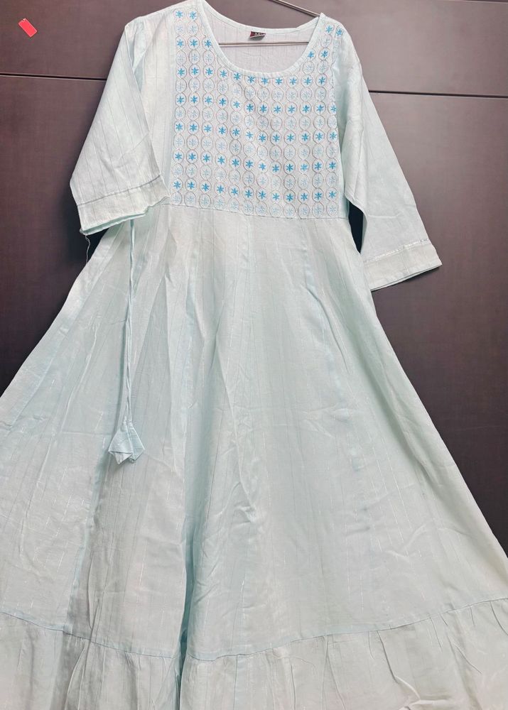 Sky Blue Embroidered Anarkali Kurta