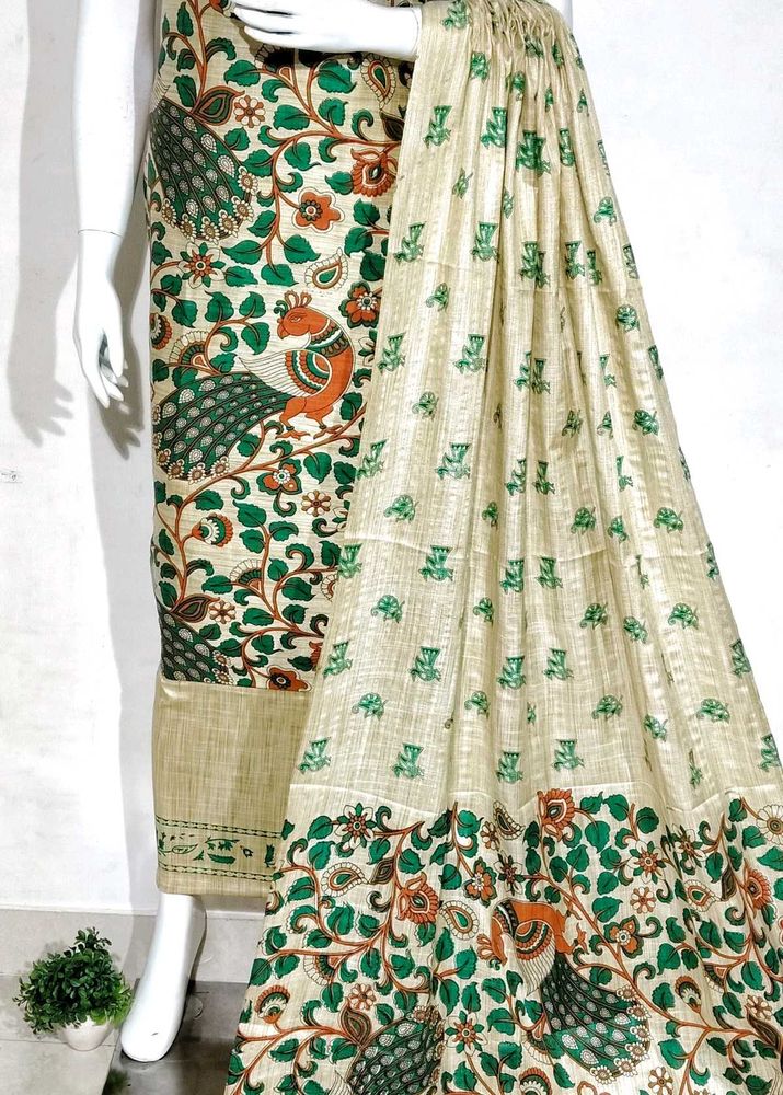 Beautiful Peacock Print Dress Material