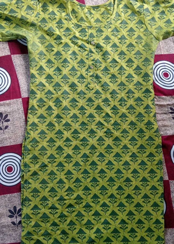 Green Printed Kurta